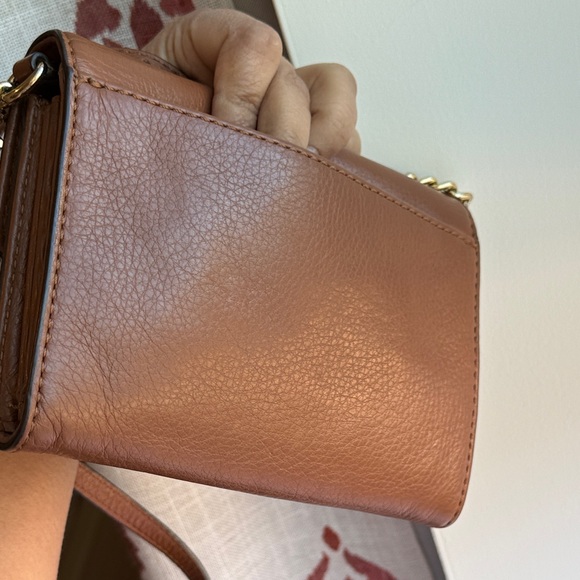 Michael Kors Tan Leather Crossbody Bag with Gold Accents - Picture 7 of 13